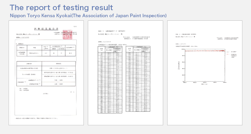 The Report of Testing Result    Nippon Toryo Kensa Kyokai (The Association of Japan Paint Inspection)